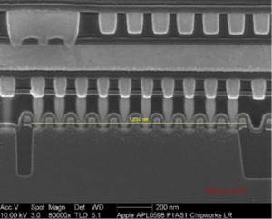 SEM Cross-Section of Apple A6 (APL0598) Die (click to view full screen)